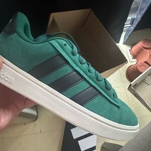 Adidas Forest Green and Black Suede Sneakers